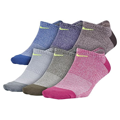 NIKE Women's Everyday Lightweight NoShow Socks (6 Pair), Heather Pink