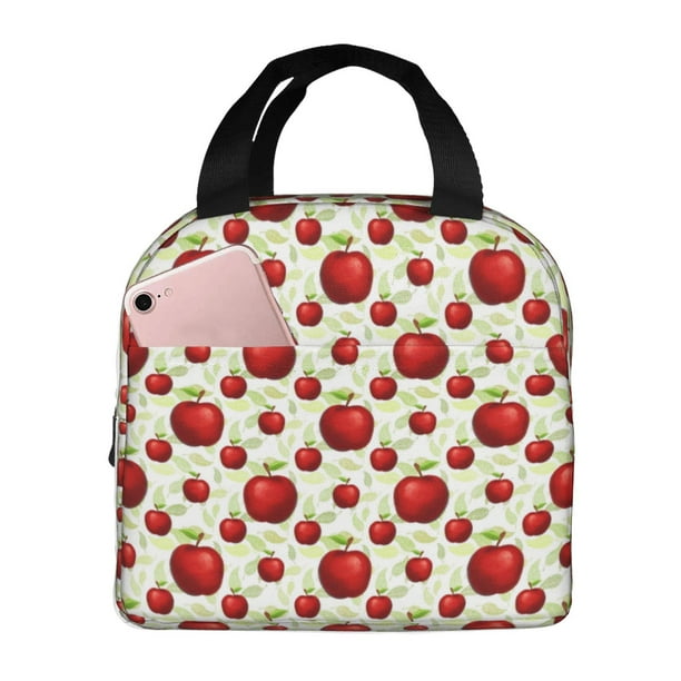 Easygdp Fruit Apples Bolsa Térmica Premium - Tela Oxford Impermeable, Gran Capacidad, Bolsillo Frontal, Unisex para Trabajo, Escuela, Actividades al Aire Libre y Picnics