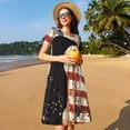 thumbnail image 4 of Naloa Wood Grain Bald Eagle Print Womens Summer A-Line Dress with Pockets,Short Sleeve Dresses,Flowy Beach Swing Dress for Vacation Travel, 4 of 6