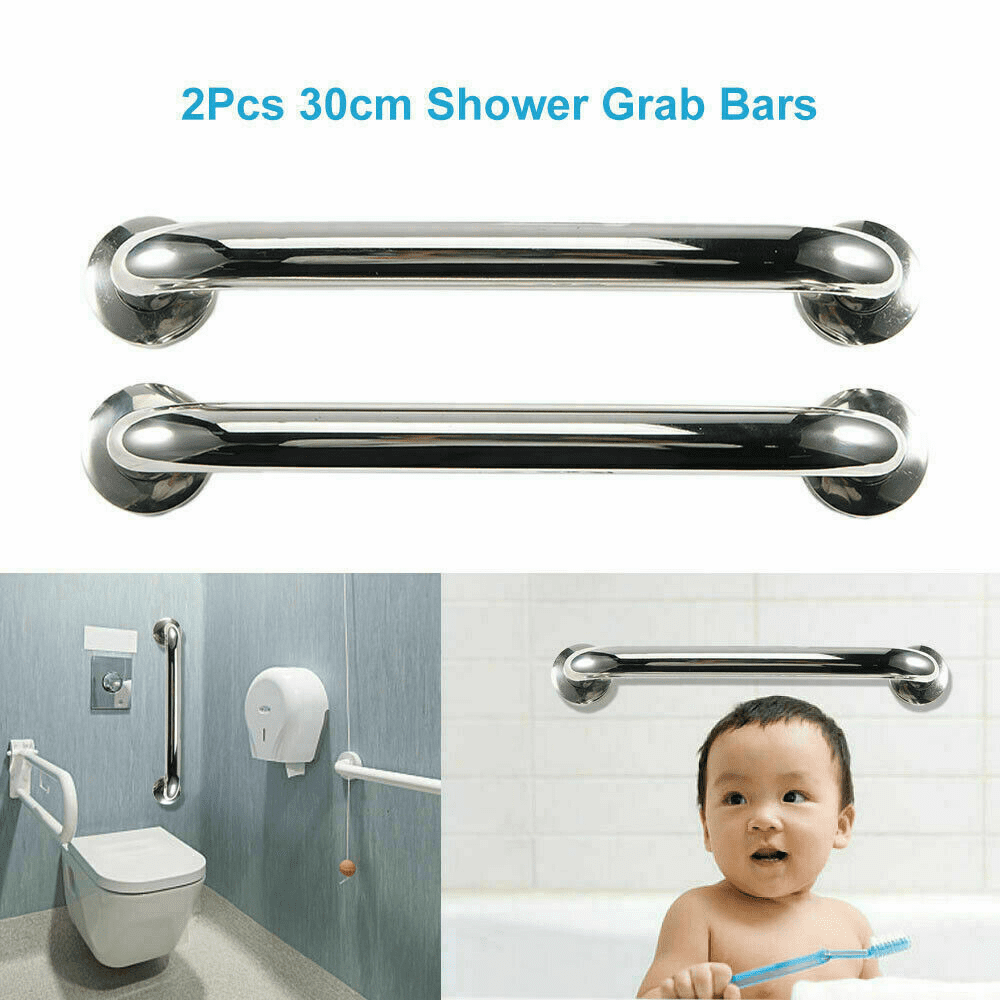 Jinyi 2 Pack 12.8 Inch Shower Grab Bar, Chrome Stainless Steel Bathroom Grab Bar Handle, Bathroom Shower Balance Bar,Safety Hand Rail Support,Handicap Elderly Senior Assist Bath Handle(0.98' Diameter)