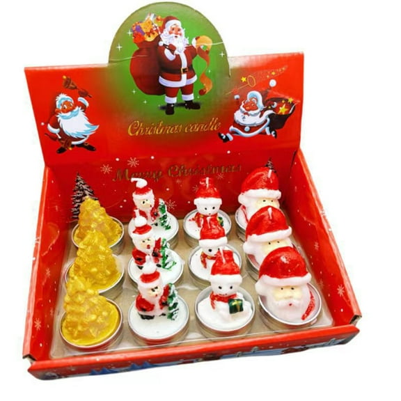Christmas Candle Gift Set 12-Piece Eco-friendly Smoke-free Paraffin Candles Christmas-themed Candles for Winter Home Decoration and Gifting, Version B