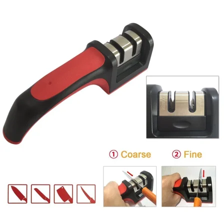 Kitchen Knife Sharpener 2 Stage (Coarse And Fine) Red