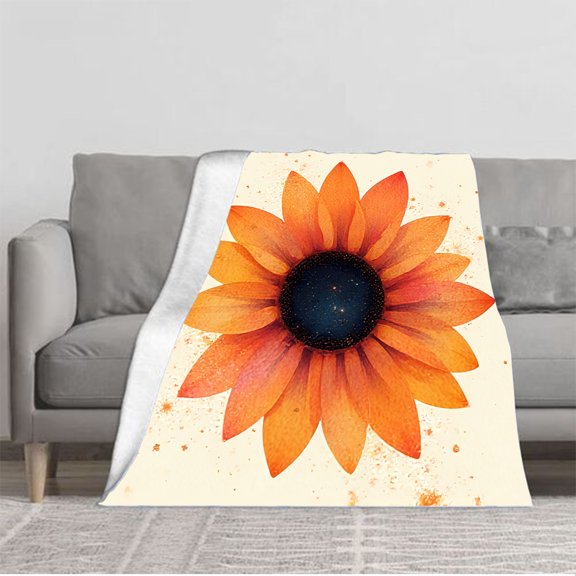 Durable Soft and Warm Flannel Blanket - Cozy Sunflower Pattern Design for Sofa Travel Bed and Chair - Perfect for All Seasons