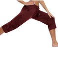 thumbnail image 4 of aidice Capris Womens Pants Summer Fitting Comfy Casual Drawstring Cropped Workout Pants with Pockets, 4 of 9