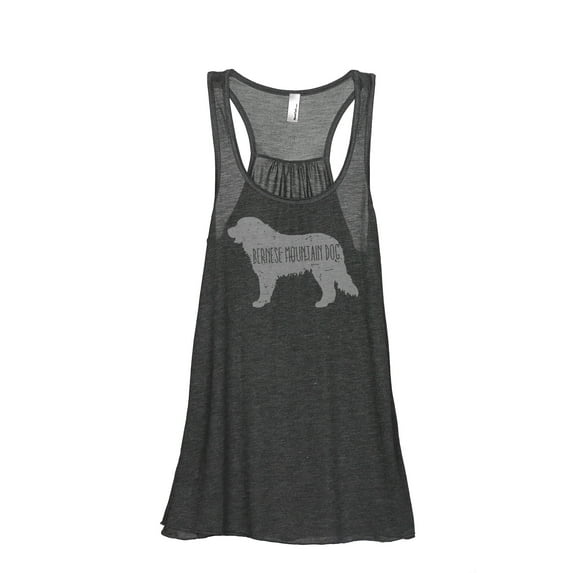 Thread Tank Bernese Mountain Dog Silhouette Women's Sleeveless Flowy Racerback Tank Top Charcoal Small