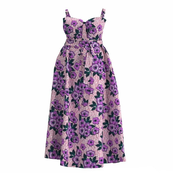 Bintarealwax African Dress for Women Wax Print Ankara Strap Loose Women Dresses Plus Size African Women Party Clothing with Belt WY10955