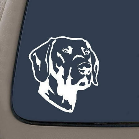 Labrador Retriever Vinyl Decal | White Vinyl | 5.5-Inches By 5.3-Inches | Car Truck Van SUV Laptop Macbook Wall