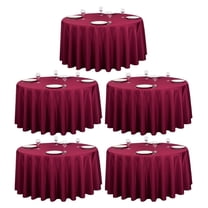 5 Pack 120 Inch Round Tablecloth Burgundy - Bulk for 60 Inch Round Table Floor Length - Washable, Wrinkle Resistant Polyester Fabric Cloth for Parties