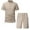 00 # Khaki, variant on REORIAFEE Sports Outfit For Men Summer Sweatsuit Mens Tracksuit Sweatsuit Beach Tracksuits Set Gym Outfits Men Casual Stand Collar Short Sleeve Set Blouse Short Pants Suit White XXL