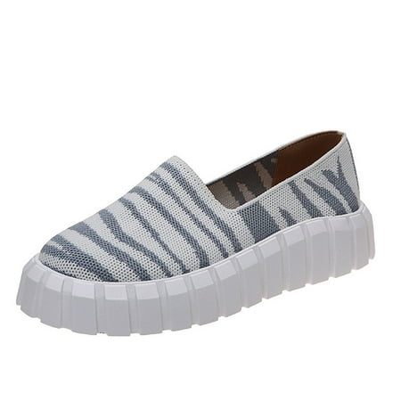 

KBKYBUYZ Women s Casual And Comfortable Thick Soled Striped Footwear Breathable Single Shoes