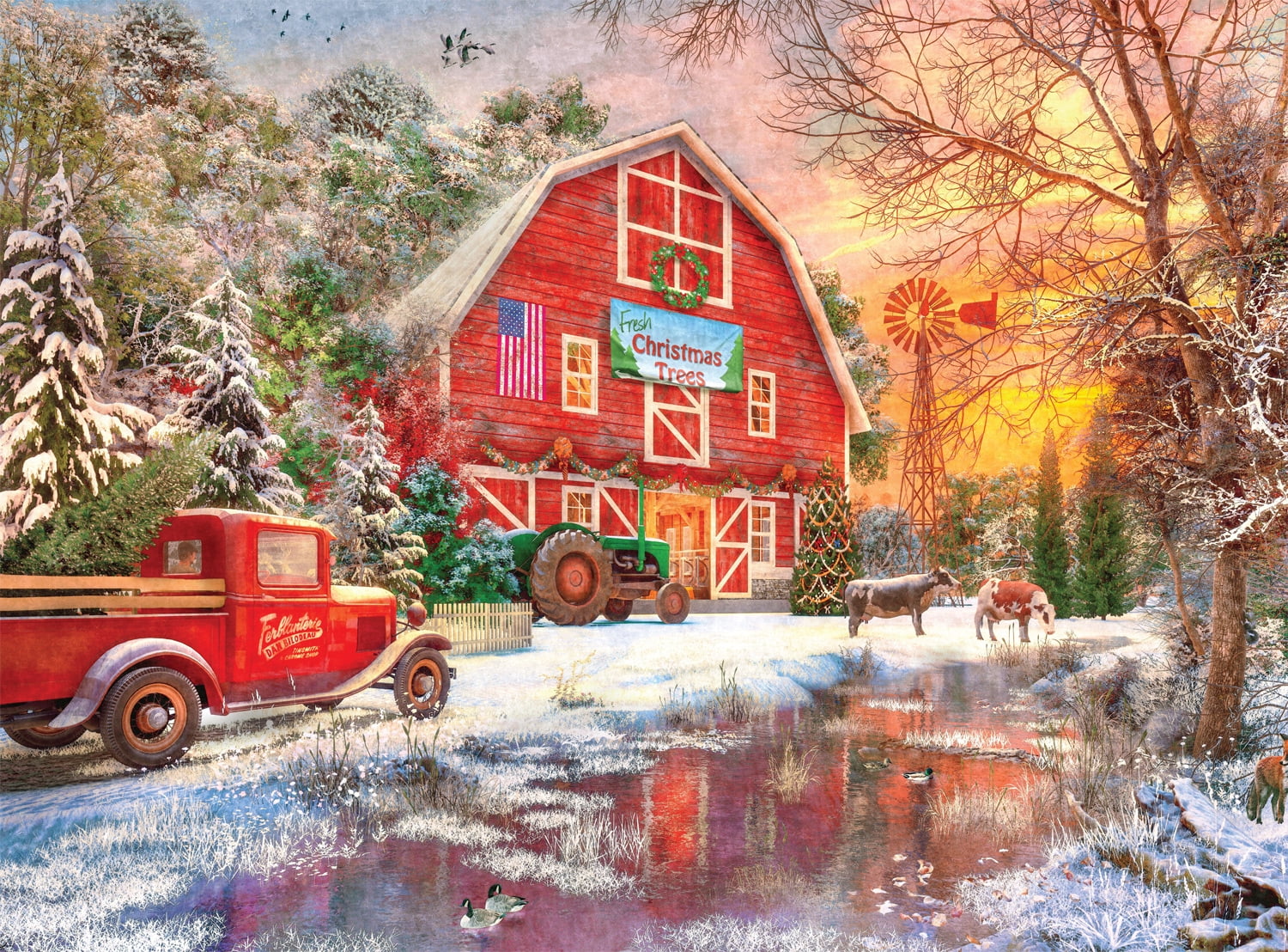 Buffalo Games The Farm in Winter 1000-Piece Interlocking Jigsaw Puzzle for Adults Ages 14-99 Years