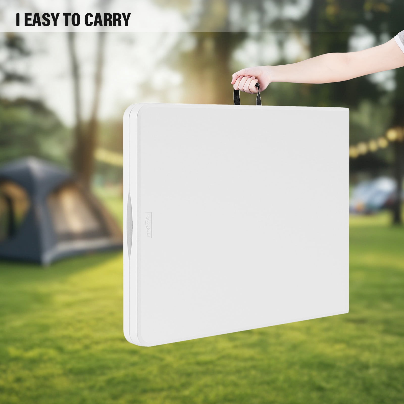PEXMOR 6FT Folding Table, Portable Collapsible Plastic White Long Tables for Party, Camping, Wedding, Outdoor and Indoor Use