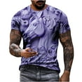 thumbnail image 2 of ALLLIST Short Sleeve Going Out Tops for Men Purple Crew Neck Horse Printed T-Shirts Gift Graphic Loose Men's T-Shirts, 2 of 6