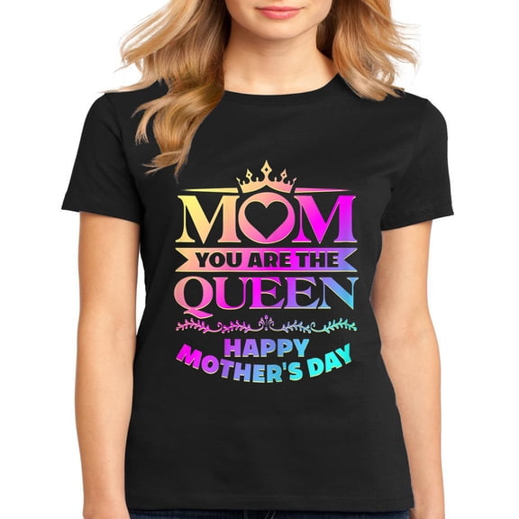 Women's T-shirt You Are The Queen's Gift for Her Mother's Day Casual Short Sleeve Tops Black 3X-Large