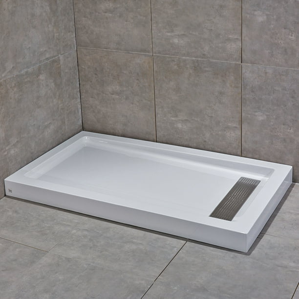 Woodbridge Reversible Acrylic Shower Base with Recessed Trench Side