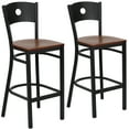 thumbnail image 2 of BizChair 2 Pk. Black Circle Back Metal Restaurant Barstool - Cherry Wood Seat, 2 of 8