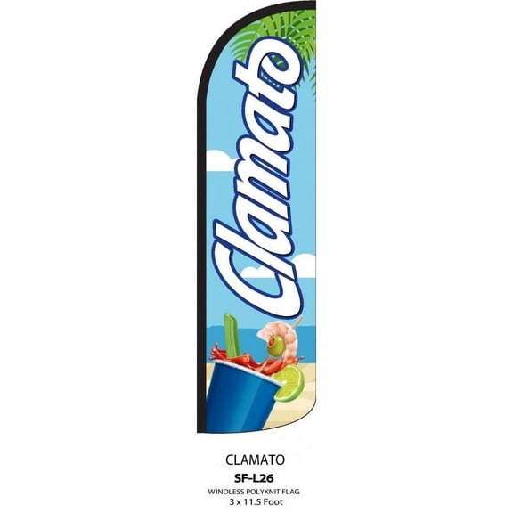 L26-CLAMATO Swooper Flag Feather Banner Sign 3x11.5ft(Flag Only)