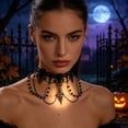 thumbnail image 5 of Gothic Lace Choker Necklace for Women, Vintage Red Black Pendant Necklace, Punk Style Hollowed Out Layer Vampire Necklace, Versatile Halloween Accessory for Goth and Alternative Fashion, 5 of 5