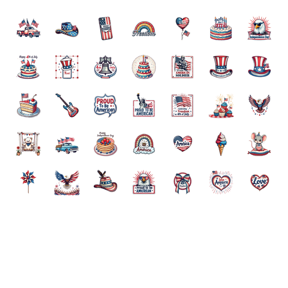Red Blue Stationery Stickers Patriotic Teacher Reward Stickers American Waterproof Graffiti DIY Stickers for Luggage Laptop Suitcase
