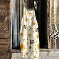 thumbnail image 3 of Spring Summer Plus Size Boho Overalls for Women Cloth Floral Printed Jumpsuits Spaghetti Strap Rompers Beige 3XL, 3 of 3