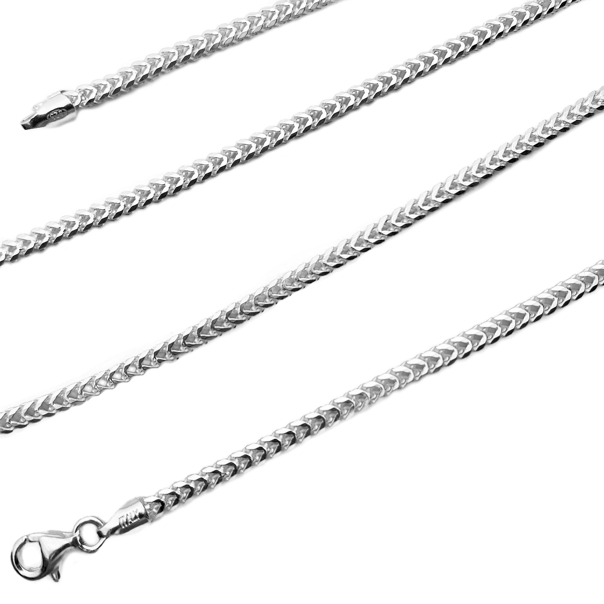 PriceRock Sterling Silver Spiga Chain Necklace 20 Inches