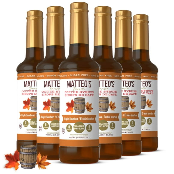 Matteo's Sugar Free Coffee Flavoring Syrup, 0 Calories, 0 Sugar, Keto Friendly - Maple Bourbon