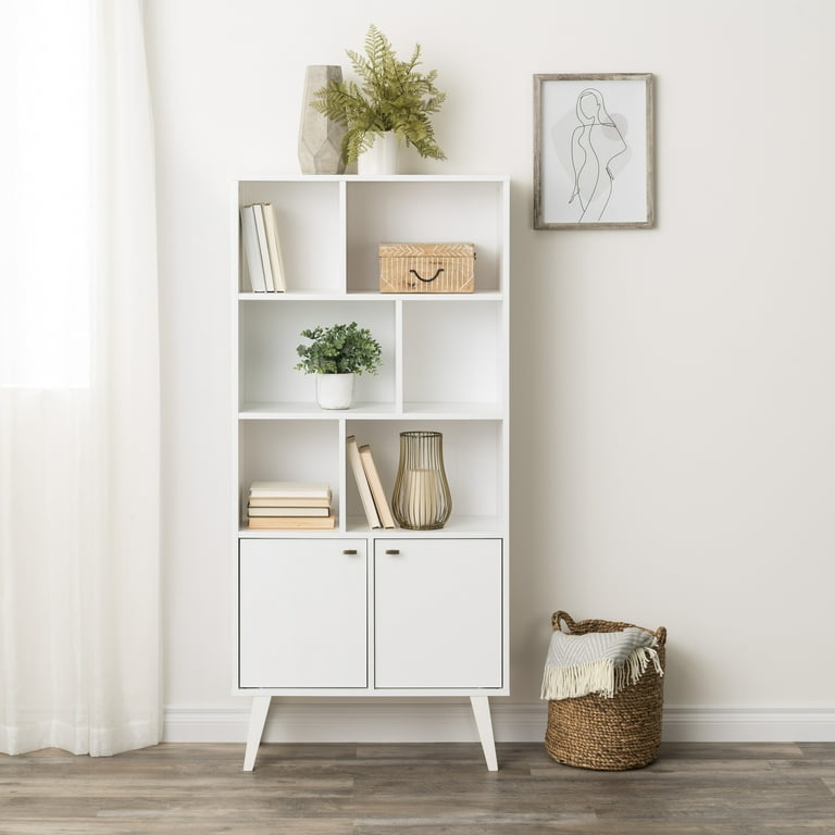 Mid century 2024 modern white bookcase