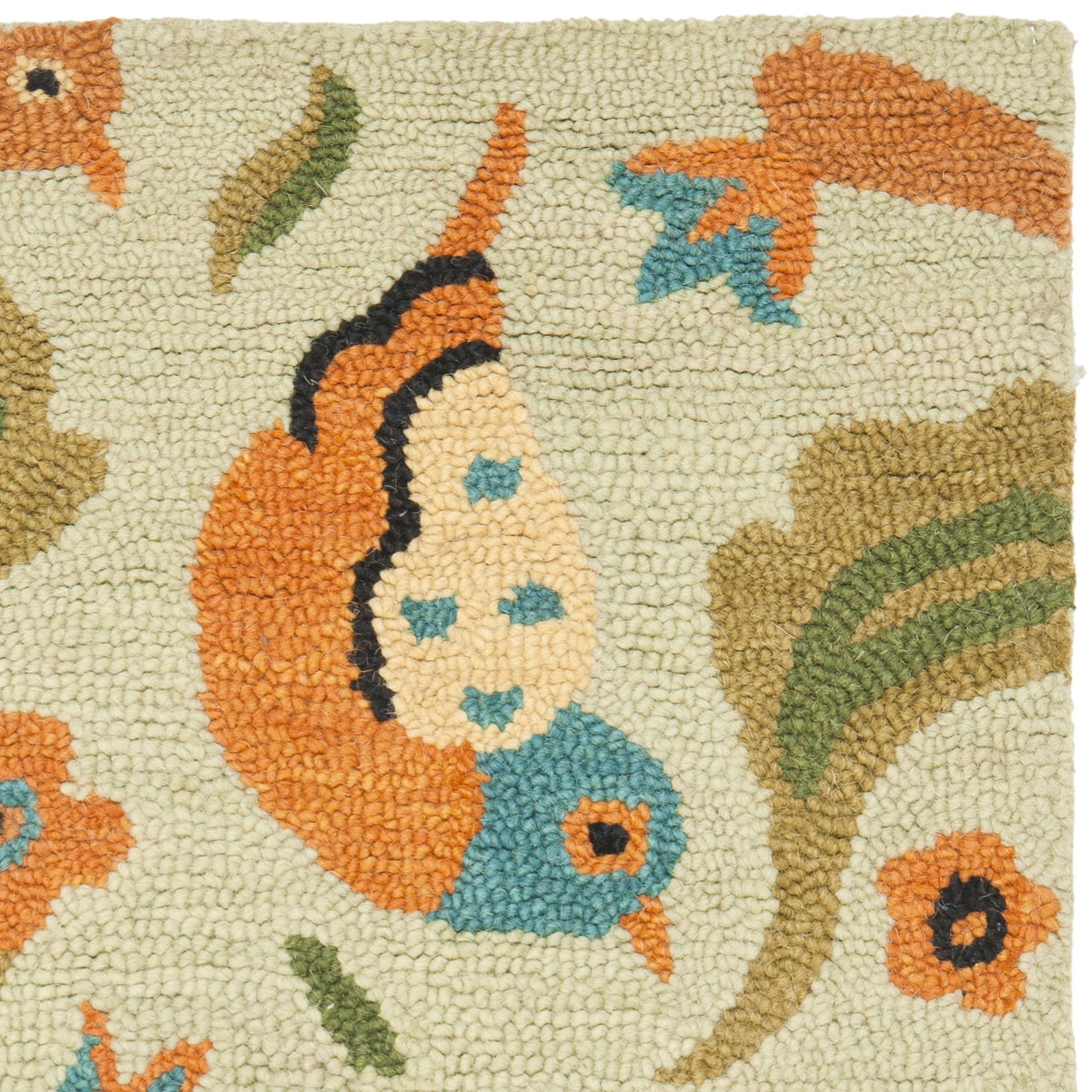 SAFAVIEH Blossom Megan Flower and Birds Wool Area Rug, Sage/Multi, 6' x 9'