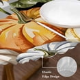thumbnail image 3 of Orange Pumpkin Fall Round Tablecloth, Fitted Table Cover with Elastic for 45"-54" Round Tables, Thanksgiving Sunflower Black Checked Table Cloth Outdoor Indoor Dinning Party Waterproof Tablecloths, 3 of 7