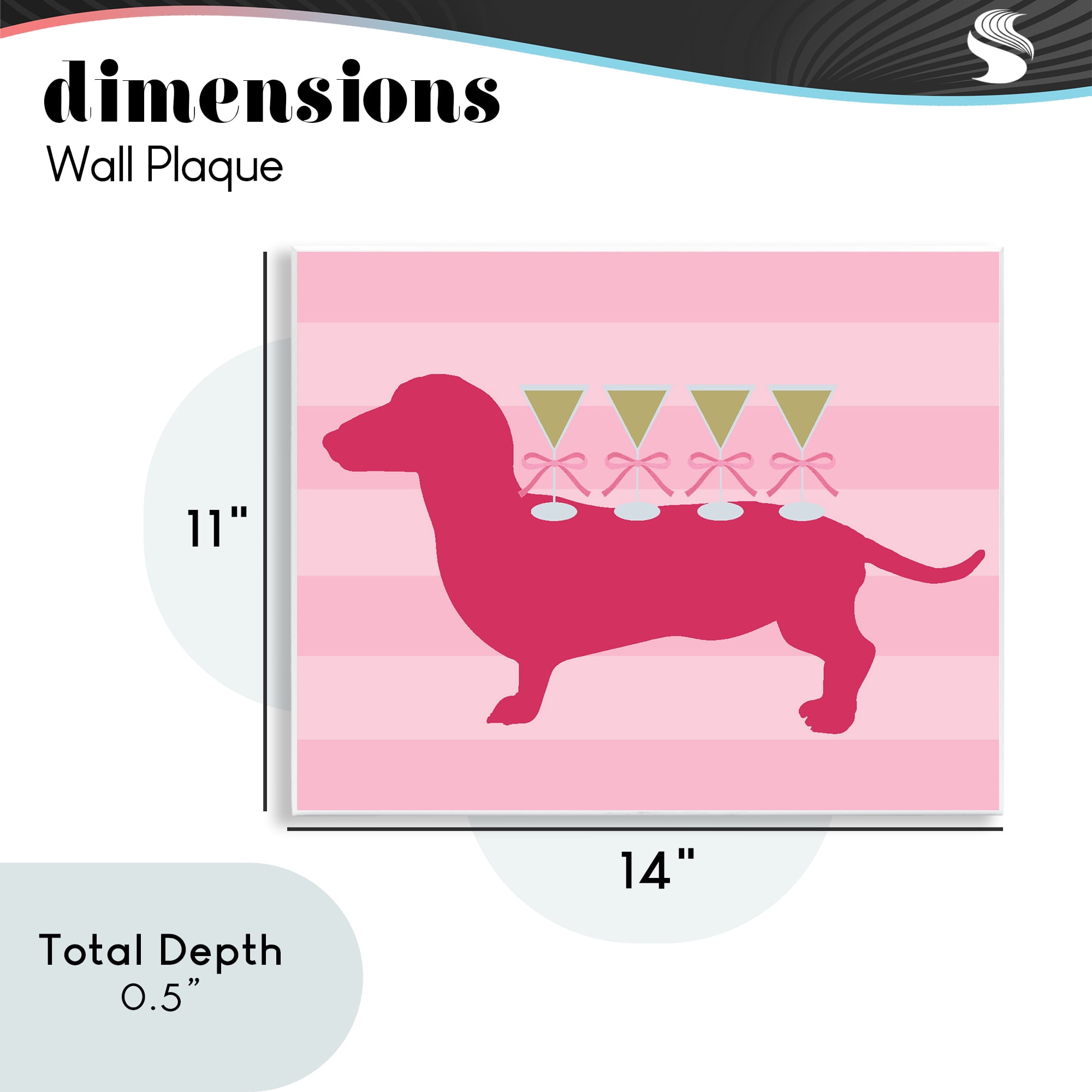 Stupell Industries Pink Dachshund With Martinis Wall Plaque Art, design by Lil' Rue