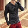 thumbnail image 1 of MesaSe Man V Neck Long Sleeve Shirts Button On Slim For Shirt Leisure Solid Color Top, 1 of 6