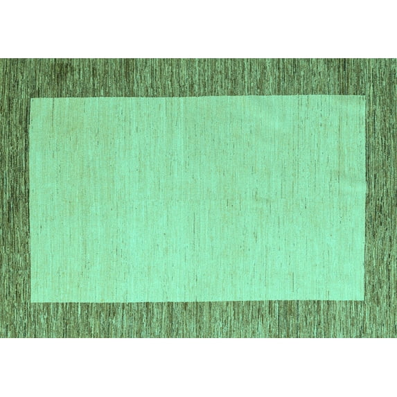 Ahgly Company Machine Washable Indoor Rectangle Solid Turquoise Blue Modern Area Rugs, 4' x 6'