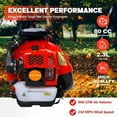 thumbnail image 3 of Seipouy 80CC Gas Leaf Blower, 4.8HP Backpack Blower with 900CFM Air Volume and 206MPH Wind Speed, Powerful 2-Stroke Engine for Heavy-Duty Lawn, Yard, and Parking Lot Cleanup, 3 of 8