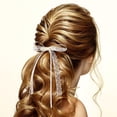 thumbnail image 4 of 2 count Beige Lace Hair Bow Clips Cute  Snap Barrettes Bowknot Hair Ribbon for Women Valentines Wedding Prom Decorative Accessories, 4 of 6