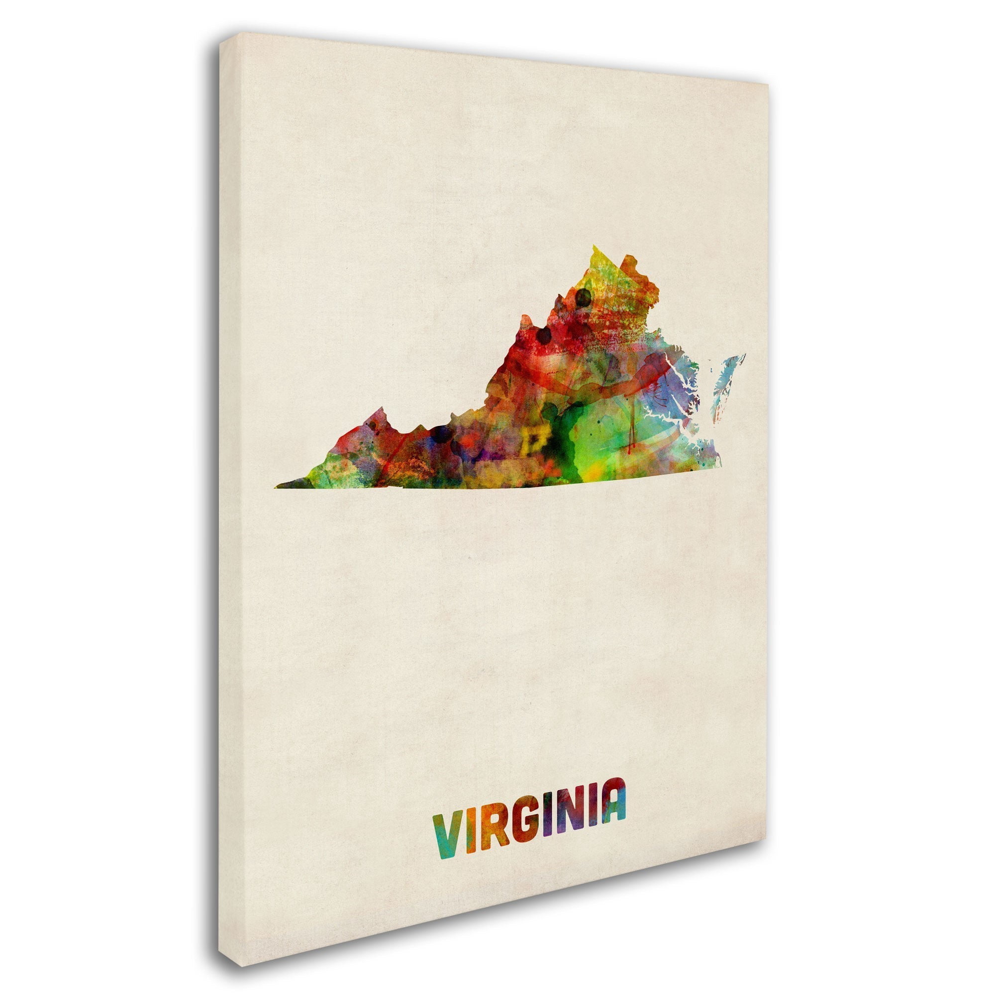 Trademark Fine Art "Virginia Map" Canvas Wall Art by Michael Tompsett