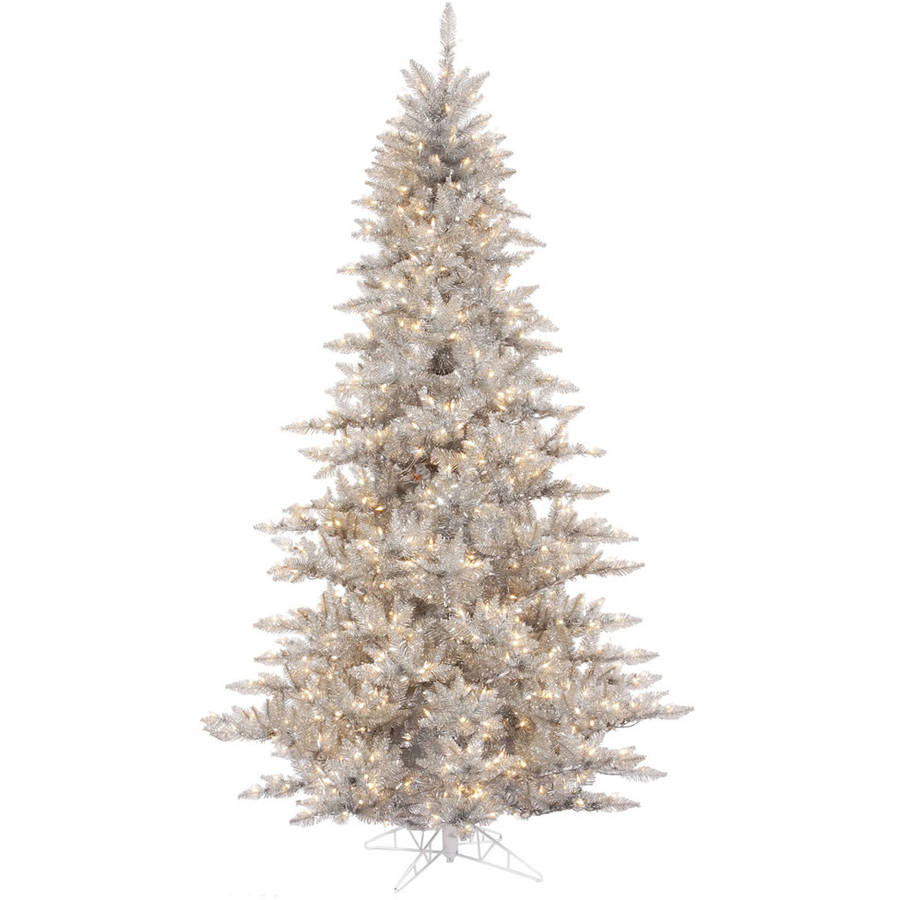 Vickerman 5.5' Silver Tinsel Fir Artificial Christmas Tree with 400 Clear Lights
