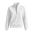 thumbnail image 7 of CFLVAEK Half Zip Sweatshirt for Women Solid Color Lapel Workout Sweatshirts Casual Long Sleeve Fall Pullovers White L, 7 of 7
