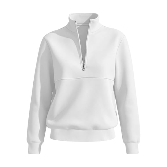 Tnhcen Women's Quarter Zip Pullover Fleece Lined Stand Collar Sweatshirt Solid Color Long Sleeve Casual Workout Top Autumn Winter Plus Size S-2XL
