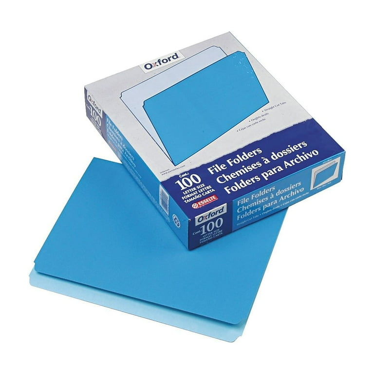 Colored File Folders, Straight Tabs, Letter Size, Blue/Light Blue, 100/Box Colored File Folders, Straight Tabs, Letter Size, Blue/Light Blue, 100/Box
