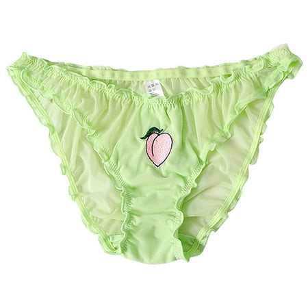 

BIZIZA Women Briefs Low Rise Print Lingerie Mesh Sexy Panties Tanga Green L