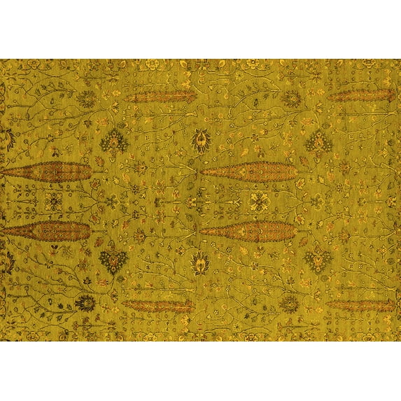 Ahgly Company Machine Washable Indoor Rectangle Oriental Yellow Industrial Area Rugs, 4' x 6'