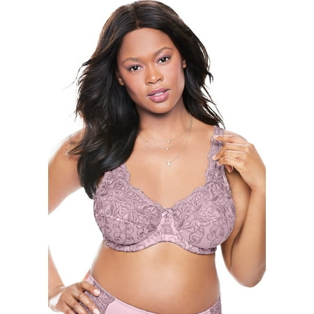 

Amoureuse Women s Plus Size Embroidered Wireless Back-Close Bra Bra