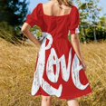 thumbnail image 4 of Hippie Love Lettering - Calligraphie Moderne Vieillie pour la Saint-Valentin - Robe Sans Manches Rouge et Blanche Vêtements d'Été pour Femmes 2024, 4 of 5