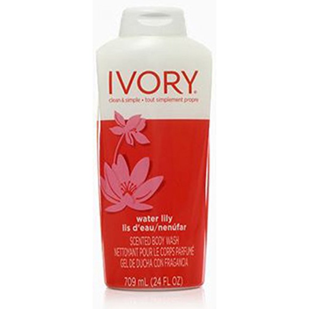 Ivory Body Wash, Water Lily, 24 Ounce, (Pack of 4)
