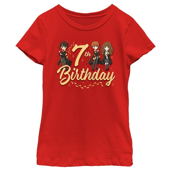 Girl's Harry Potter 7th Birthday Friends Graphic Tee Red Medium