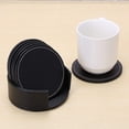 thumbnail image 4 of Posavasos de cuero con soporte (negro) (6 piezas), 4 of 5