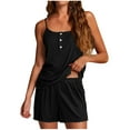 thumbnail image 3 of QATAINLAV Ofertas de Hoy en Liquidación! Women Summer Camisole Pajama Sets Casual Ribbed Knit Button Up Sleeveless Tanks Tops Matching Sleepwear Shorts 2 Piece Lounge Outfits Black S, 3 of 8