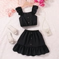 thumbnail image 2 of LUOGENLI Little Girl Outfits Size 6/7 Toddler Girls Summer Fly Sleeve Solid Tops and Skirts 2pcs Outfits Clothes Set for Children Clothes Girl Summer Outfits Size 8/9 Summer 11-12 Years, 2 of 3