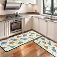 thumbnail image 3 of Dinosaur and Flower Beige Pattern Anti Fatigue Kitchen Rugs Set Of 2, Non Slip Washable Decorative Floor Mats for Sink Laundry and Home Use, 17"x47", 3 of 5