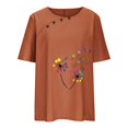 thumbnail image 4 of CHUANK Hauts pour Femmes en Solde à Moins de 10$ Hauts Décontractés Printemps Été Manches Longues en Coton Lin Imprimé Graphique Pissenlit Col Rond Blouses Vintage Grande Taille, 4 of 6